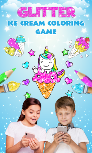 Glitter Ice Cream Coloring For Kids game picture 1 download