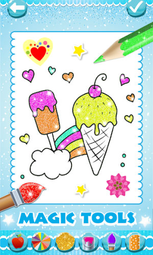 Glitter Ice Cream Coloring For Kids game picture 6 download