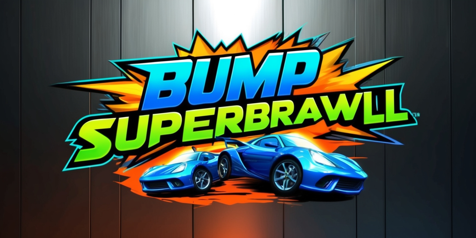 A bold, eye-catching illustration of a mobile game app icon for Bump Superbrawl featuring a dynamic, high-energy design that conveys excitement and competition, with a predominance of bright, electrifying colors such as electric blue, neon green, and fiery orange, set against a dark or metallic background to enhance contrast, with bold, futuristic font styles and possible incorporated graphics of bumping cars or super brawl elements, with a subtle gradient effect to give the icon a sense of depth and dimensionality, inviting users to engage in an intense gaming experience.